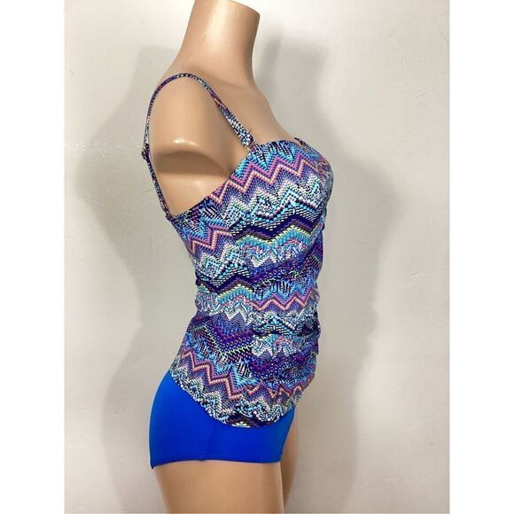 New. Profile by Gottex Blue tankini. 36/D-10/bottom. Retails $168 - Picture 3 of 12